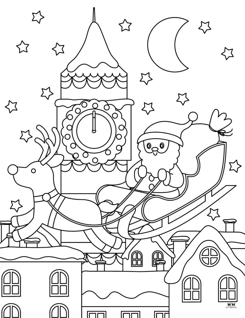 Santa Sleigh Coloring Pages & Templates | Printabulls regarding Santa Sleigh Coloring Pages Printable