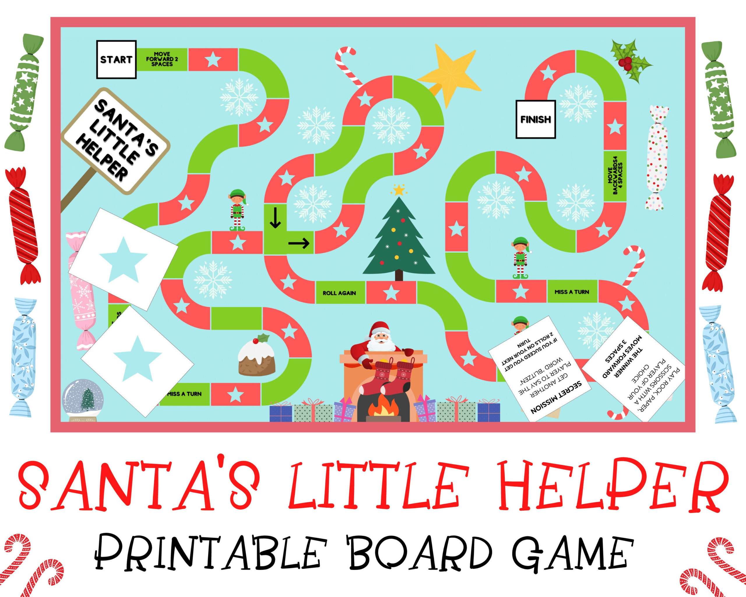 Santa'S Little Helper Printable Christmas Board Game (Instant pertaining to Christmas Board Game Printable