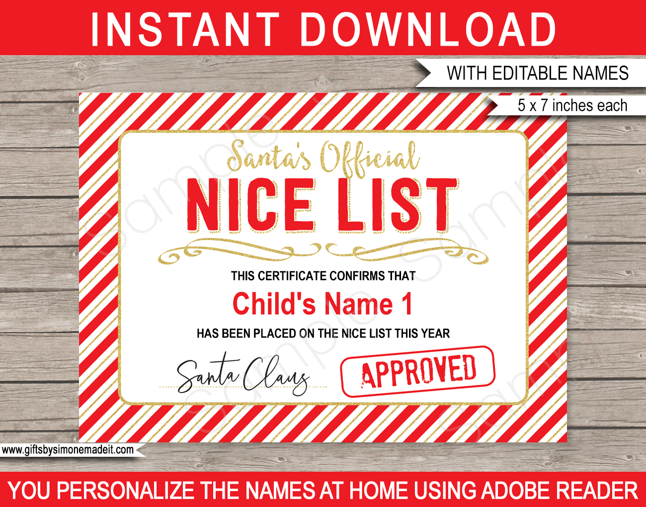 Santa'S Official Nice List Certificate - Red & Gold inside Naughty Or Nice Certificate Printable