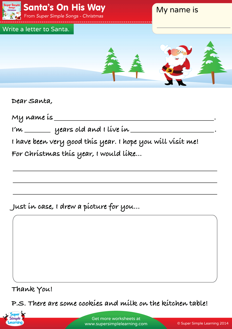 Santa'S On His Way Worksheet - A Letter To Santa - Super Simple in Father Christmas Super Teacher Worksheets