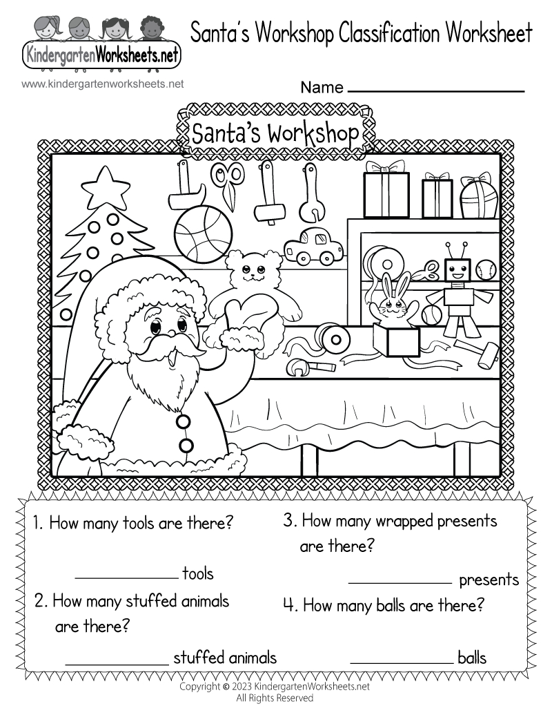 Santa'S Workshop Classification Worksheet - Free Printable regarding Christmas Break Worksheets Printable