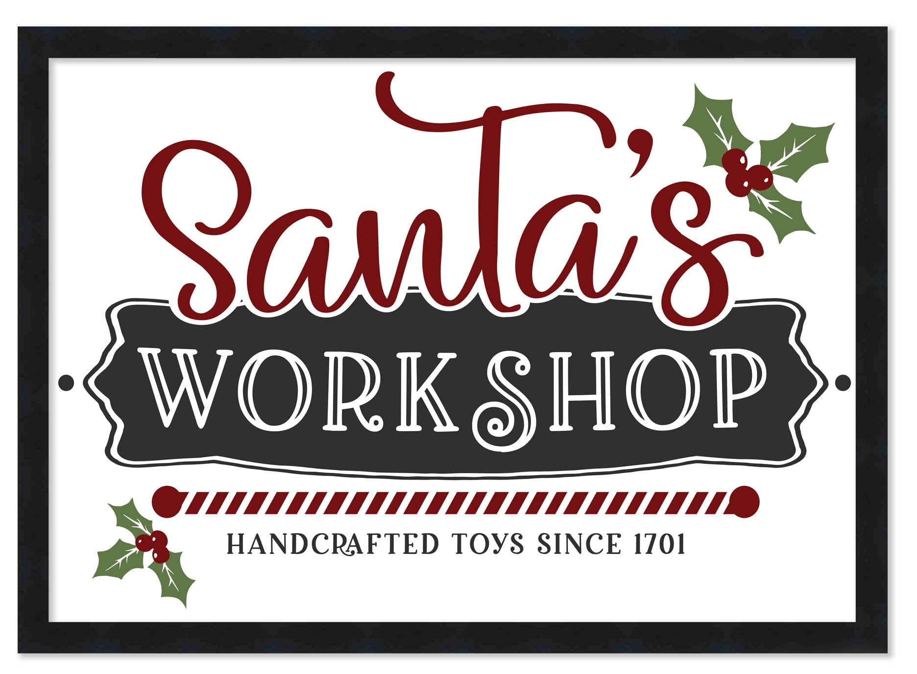 Santa'S Workshop Handcrafted Toys 14.5" X 20.5" Framed Christmas with Santas Workshop Printable Sign