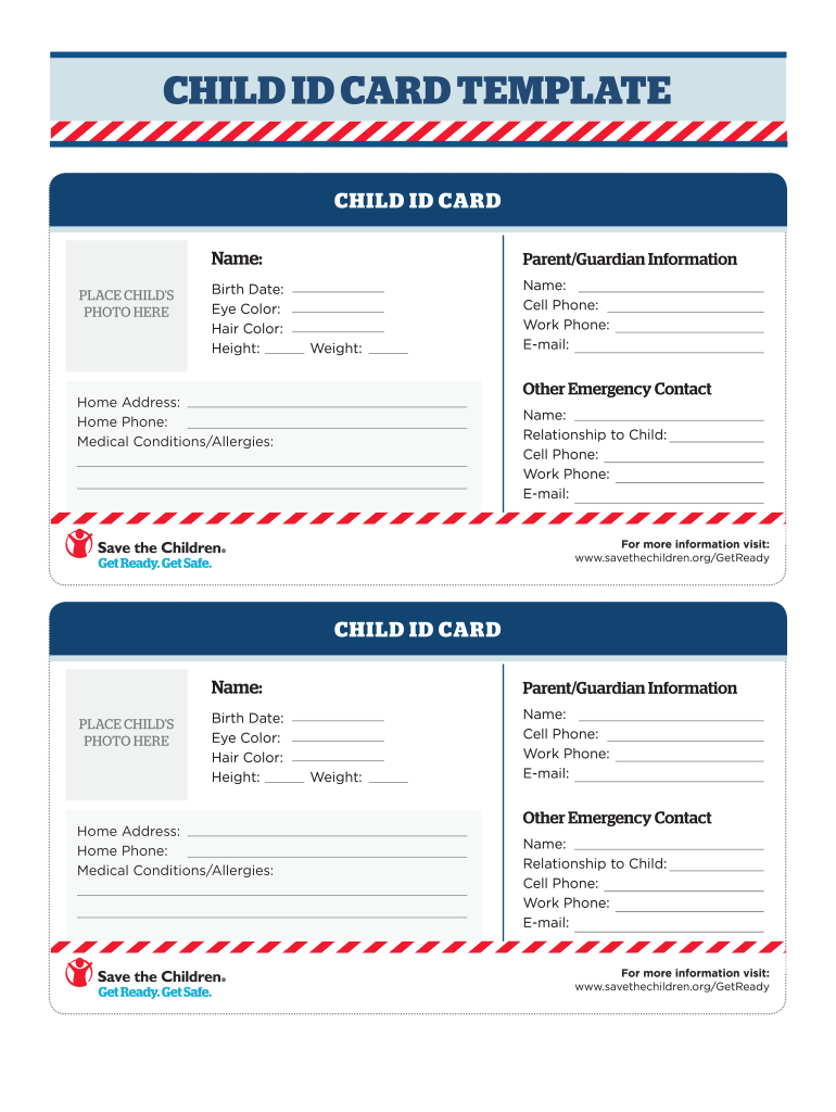 Save Form Children Child Id Card - Fill Online, Printable for Free Emergency Card Template