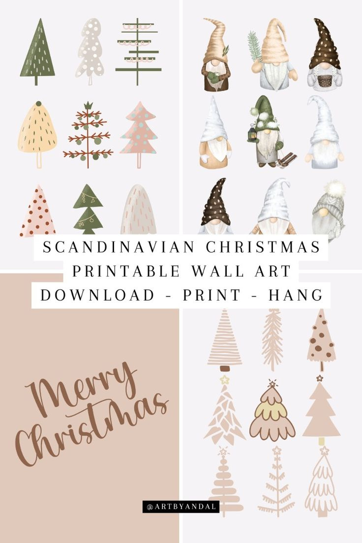 Scandinavian Christmas Printable Wall Art - Minimalist Nordic for Minimalist Christmas Wall Art Printable