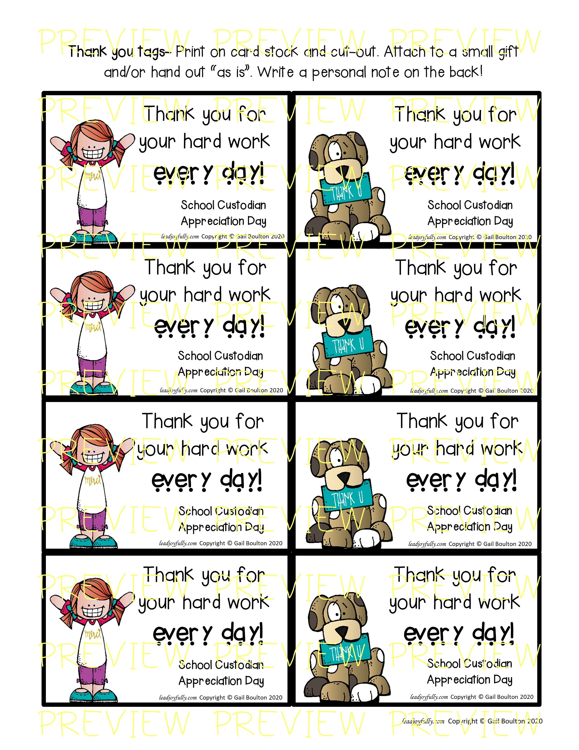 School Custodian Appreciation Day - October 2Nd in Free Printable Custodian Thank You Cards