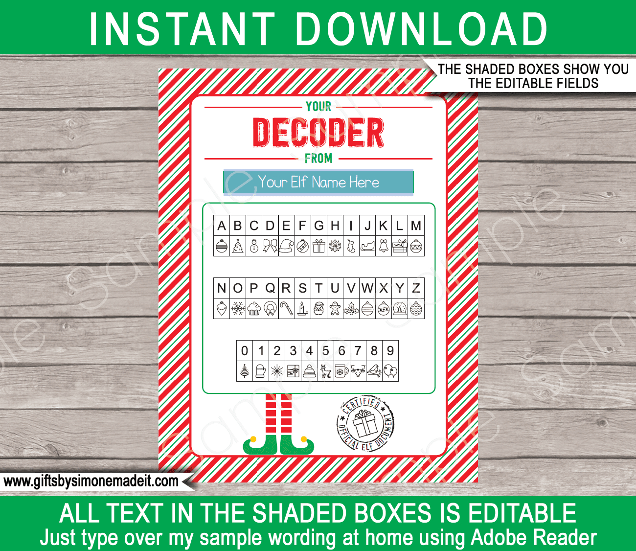 Secret Message From Elf Template for Elf On The Shelf Decoder Printable