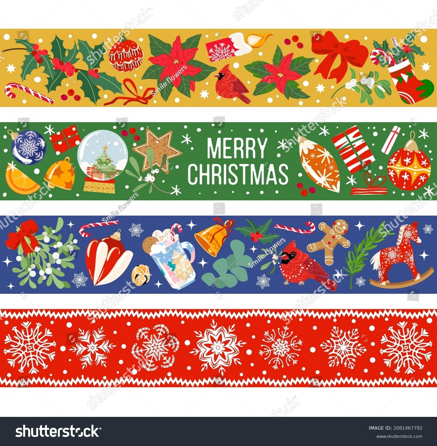 Set Vector Christmas Washi Tapes Masking Stock Vector (Royalty for Printable Christmas Washi Tape
