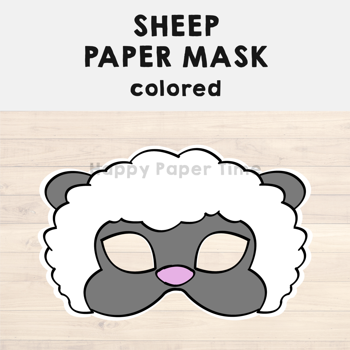 Sheep Paper Mask Printable Farm Animal Craft Activity Costume pertaining to Printable Sheep Mask