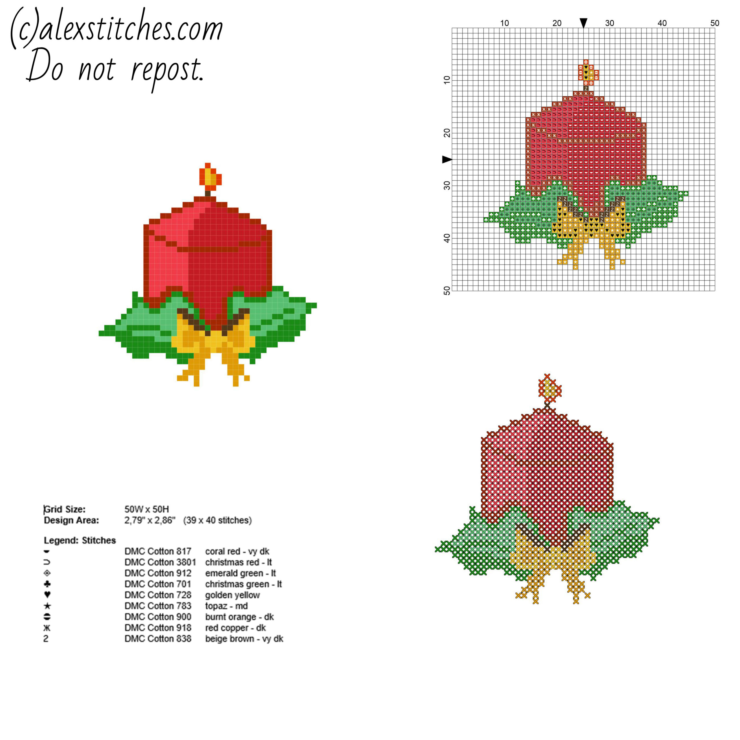 Simple And Small Cross Stitch Christmas Card With A Candle Free regarding Simple Christmas Cross Stitch Patterns Free Printable