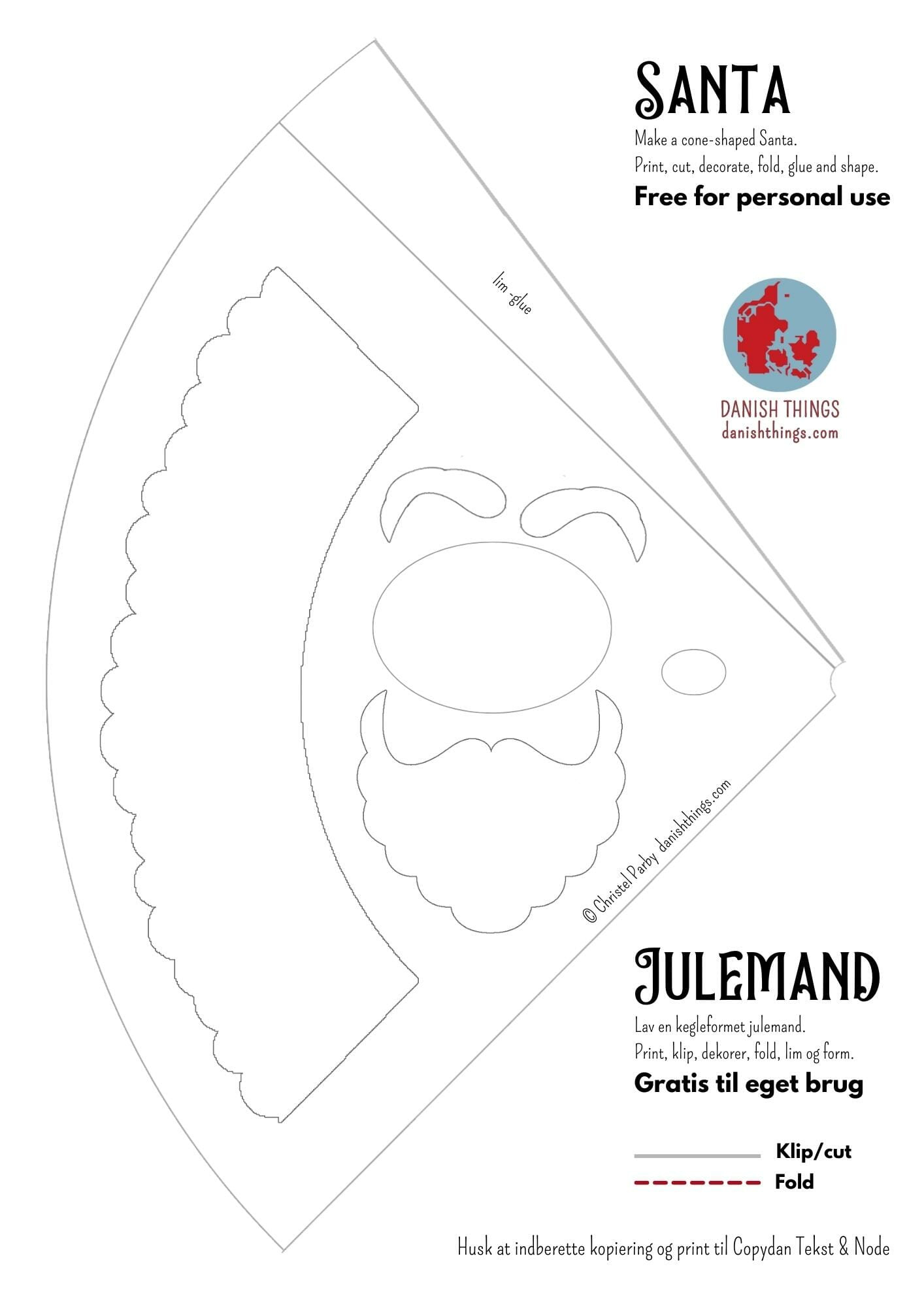 Simple Santa Craft - Quick And Festive Diy Decor - Danish Things throughout Santa Cone Printable