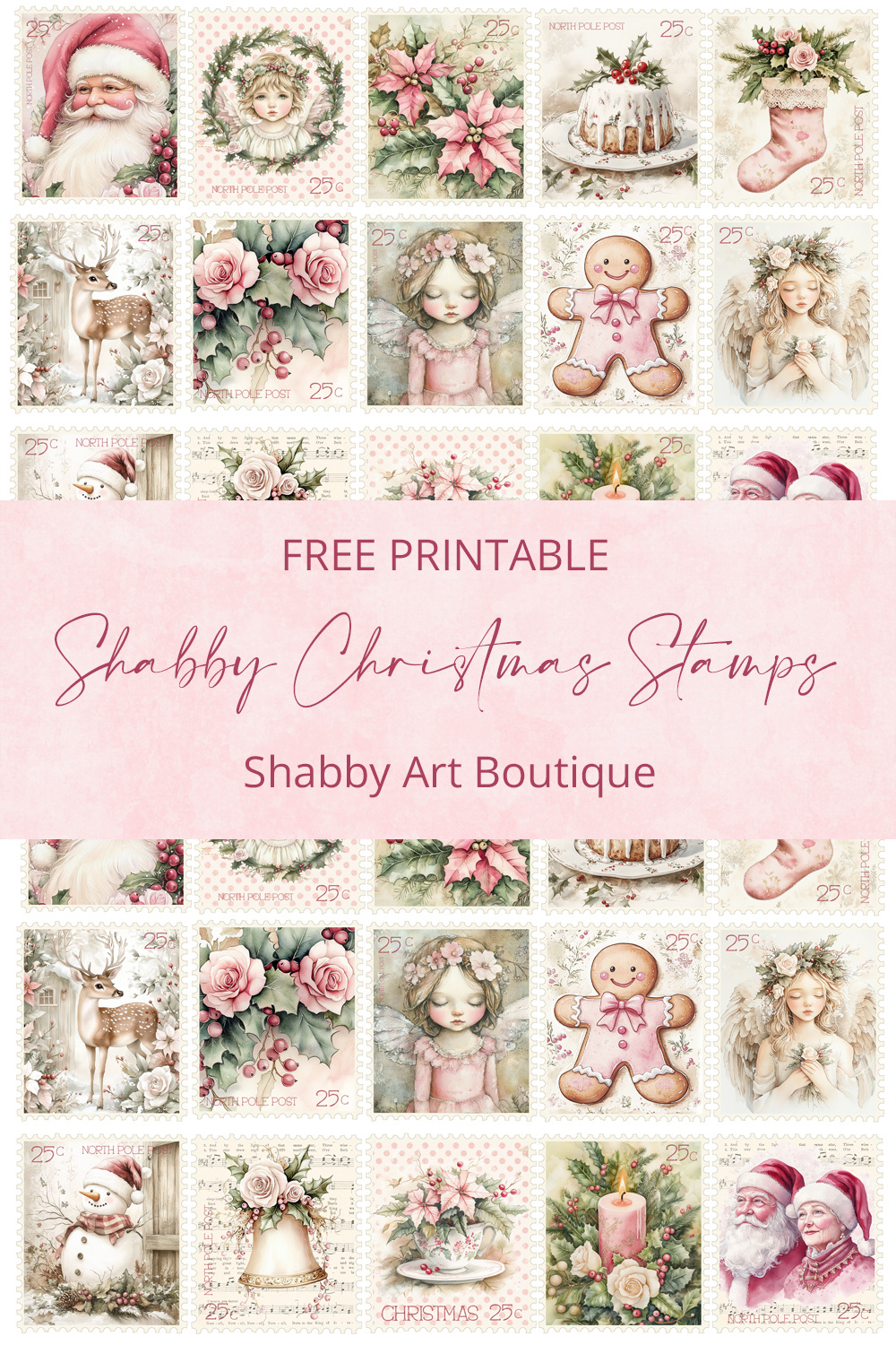 Simply Christmas: Free Printable Shabby Christmas Stamps - Shabby inside Printable Christmas Postage Stamps