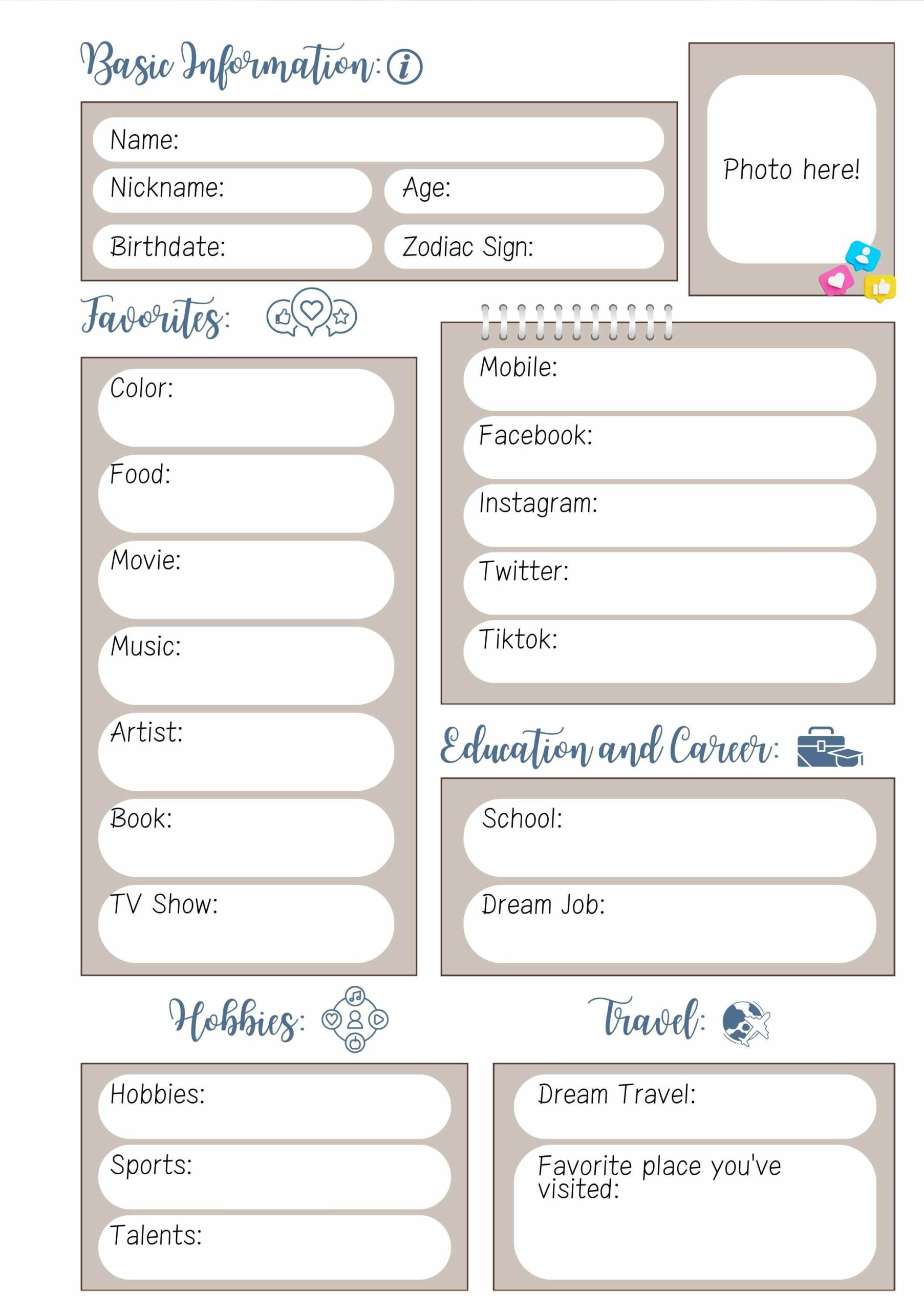 Slam Book Canva Template (Disney Princess Edition) Modern throughout Slam Book Sample Template