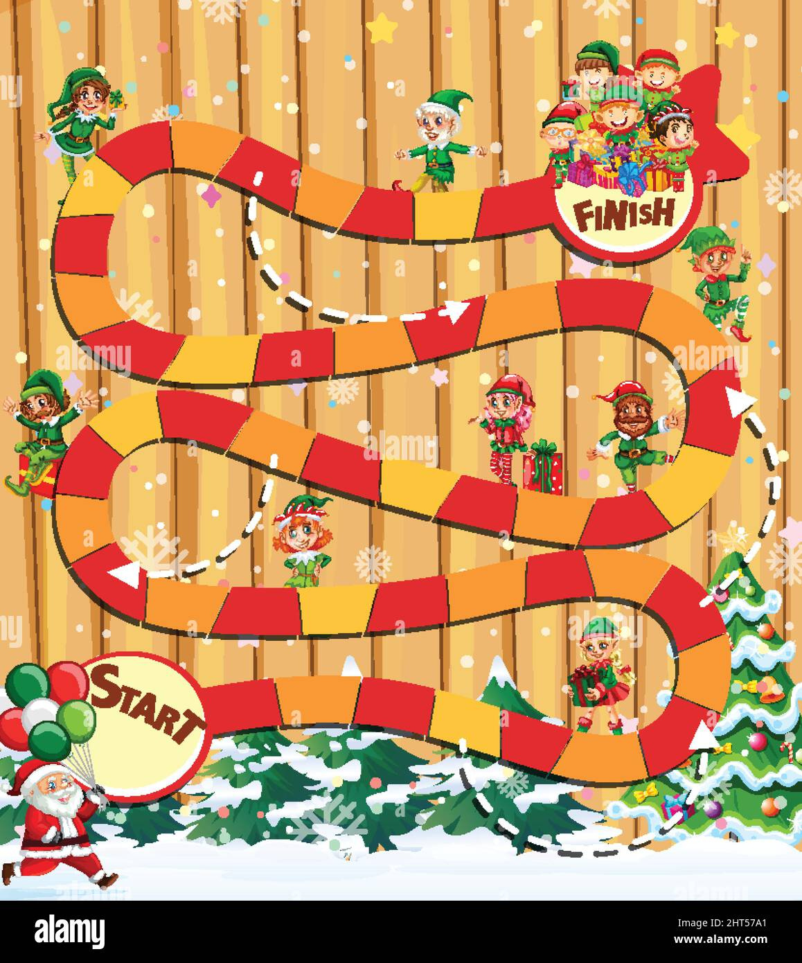 Snake And Ladders Game Template With Christmas Theme Illustration intended for Christmas Snakes and Ladders Printable