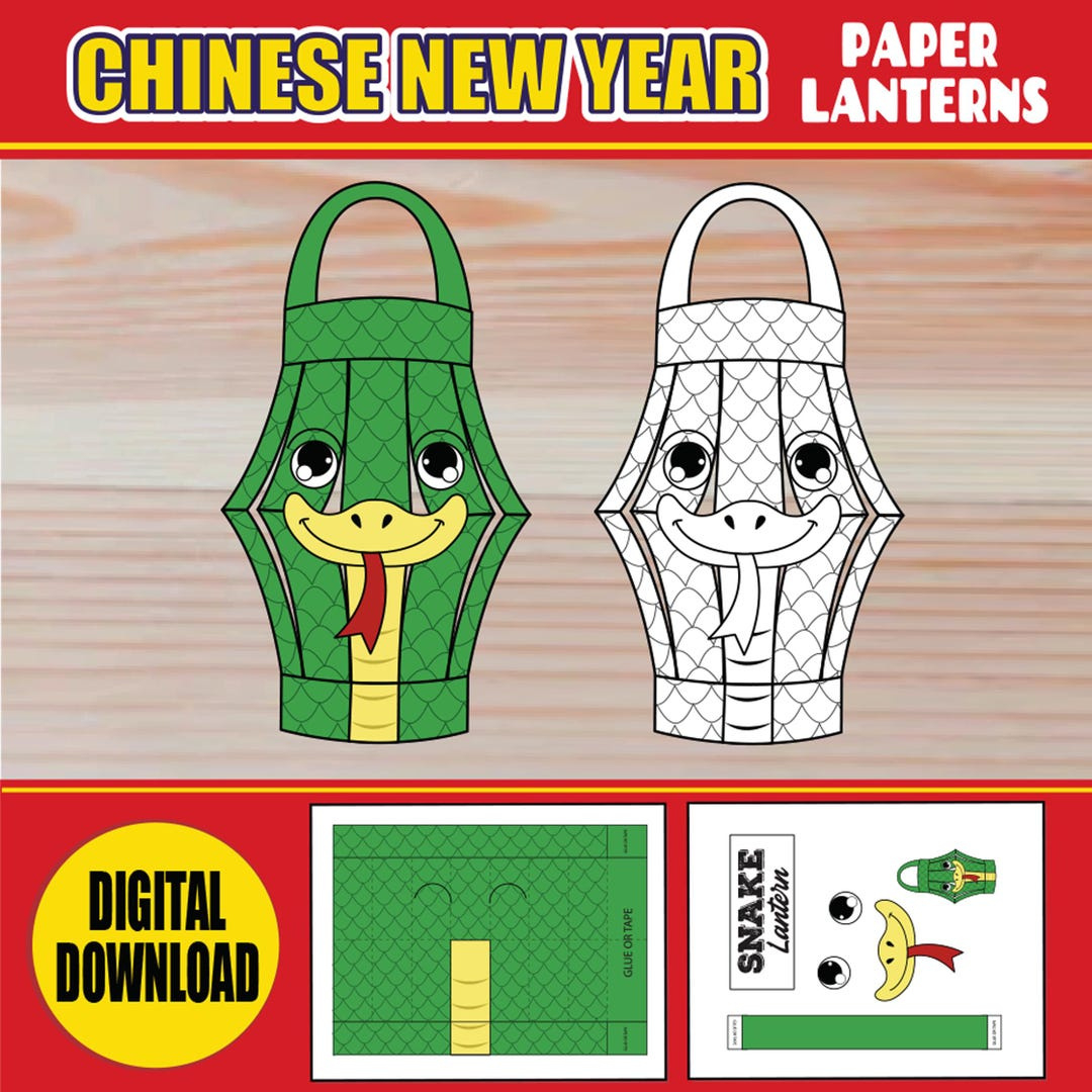 Snake Paper Lantern Crafts | Chinese New Year Printable Year Of inside Chinese New Year Lantern Printable