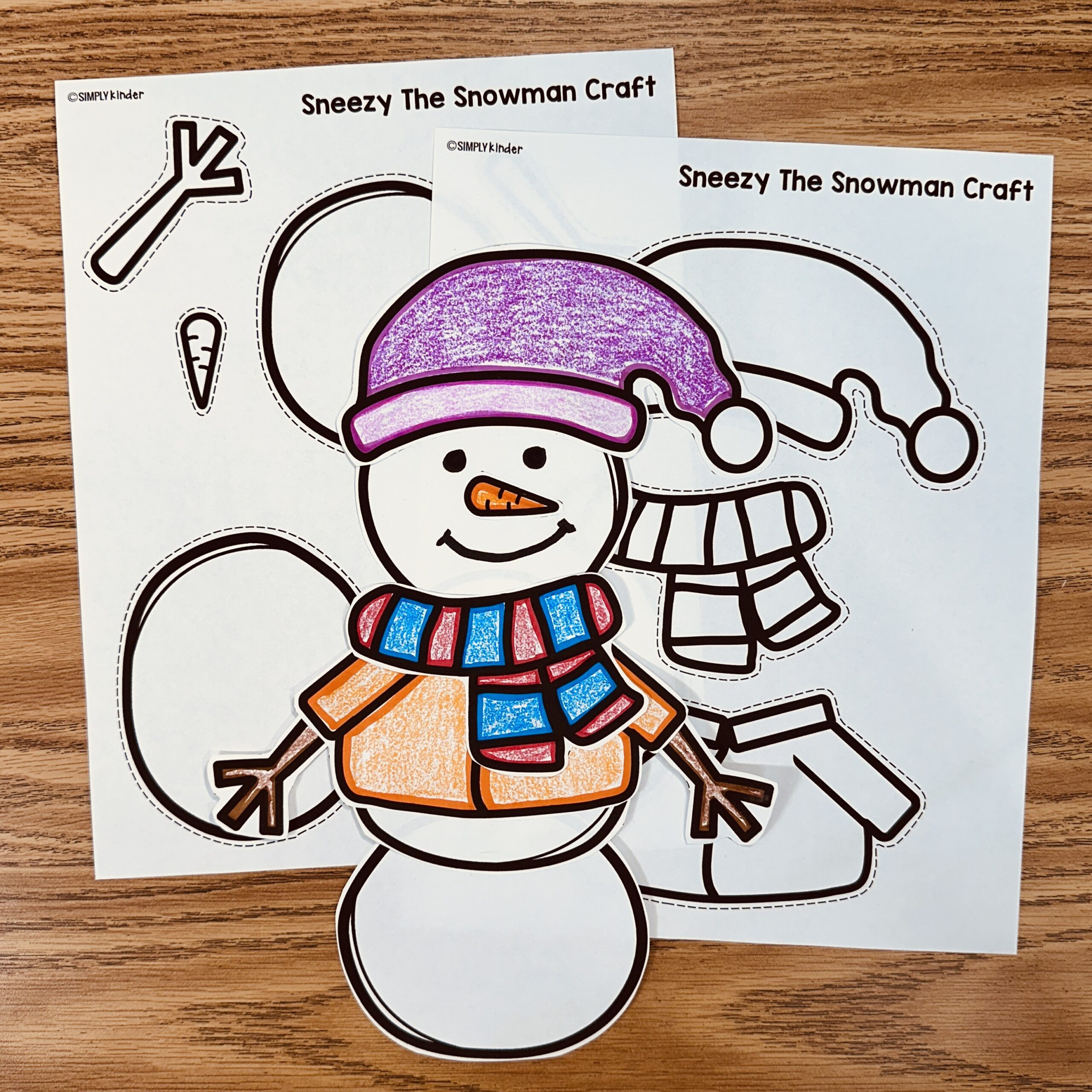Sneezy The Snowman Story Craft - Simply Kinder + Printable Membership for Printable Snowman Story