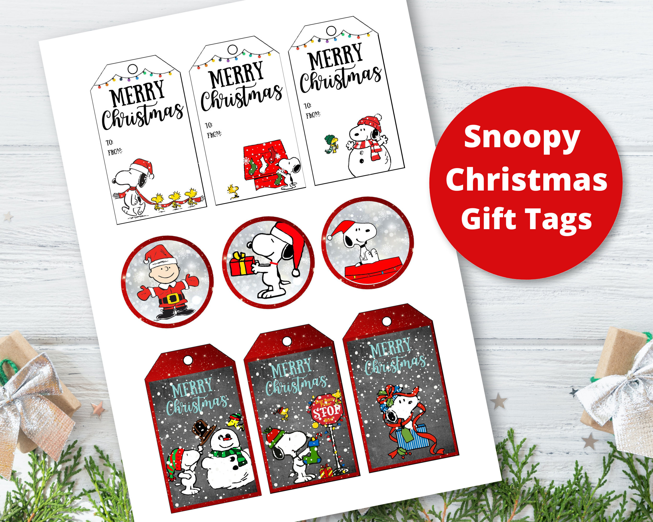 Snoopy Christmas Gift Tags - Etsy Canada within Printable Christmas Tags Snoopy