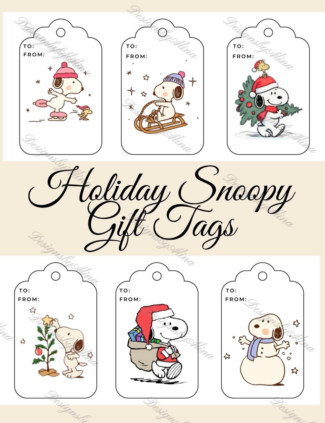 Snoopy Printables - Etsy with Printable Christmas Tags Snoopy