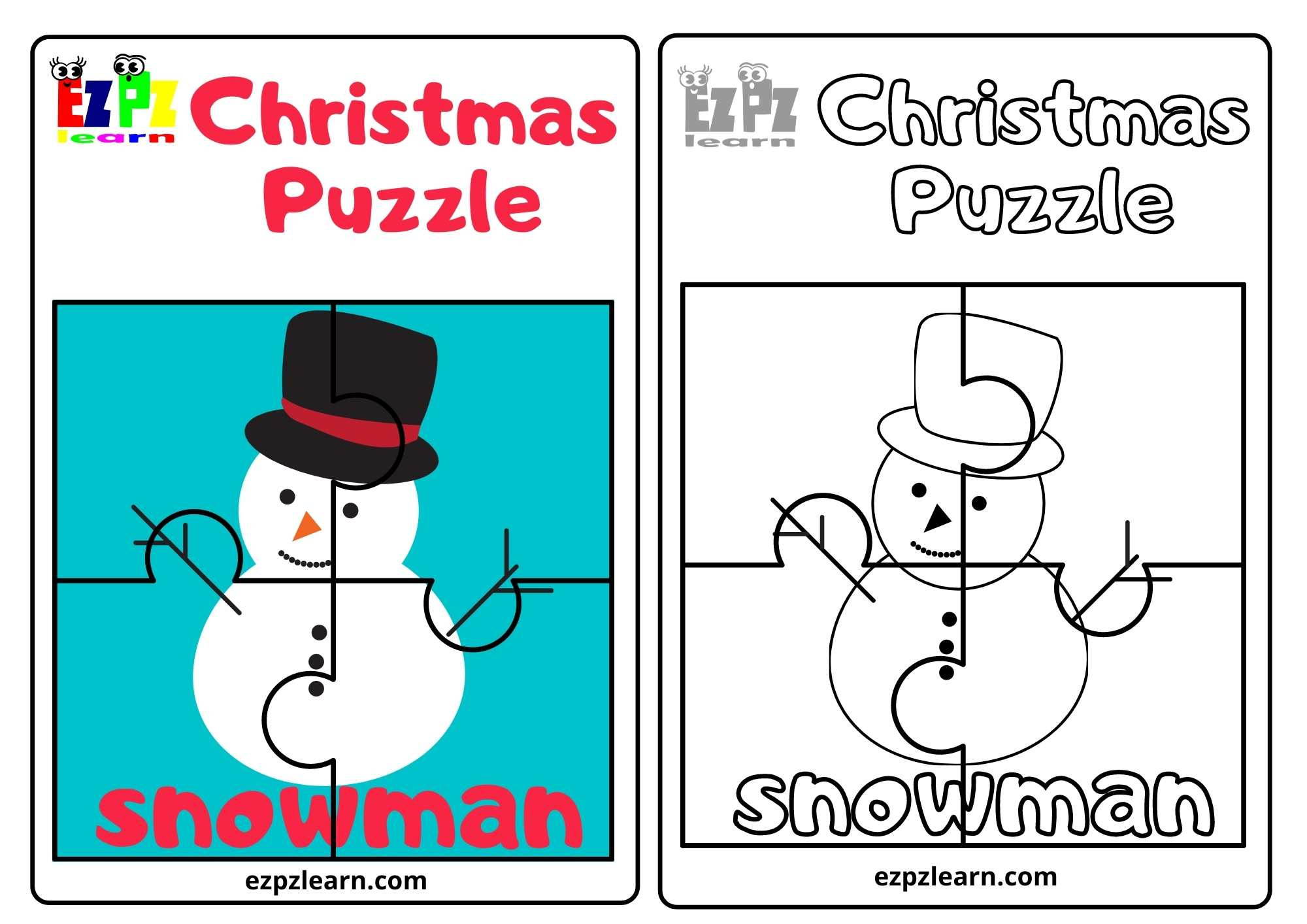 Snowman Christmas Puzzle - Ezpzlearn regarding Printable Snowman Puzzle
