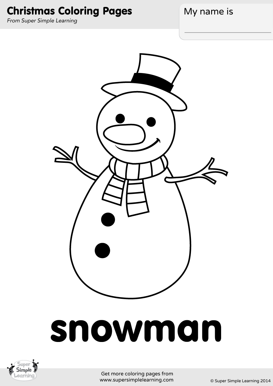 Snowman Coloring Page - Super Simple within Snowman Coloring Printable