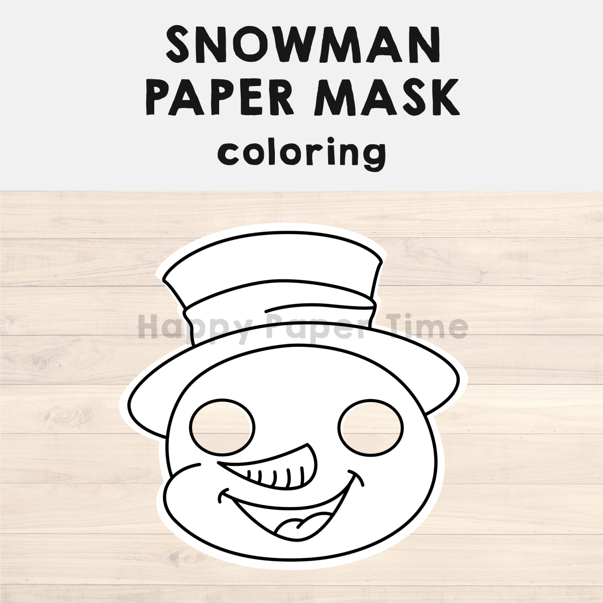 Snowman Paper Mask Printable Christmas Coloring Costume Craft in Snowman Mask Printable