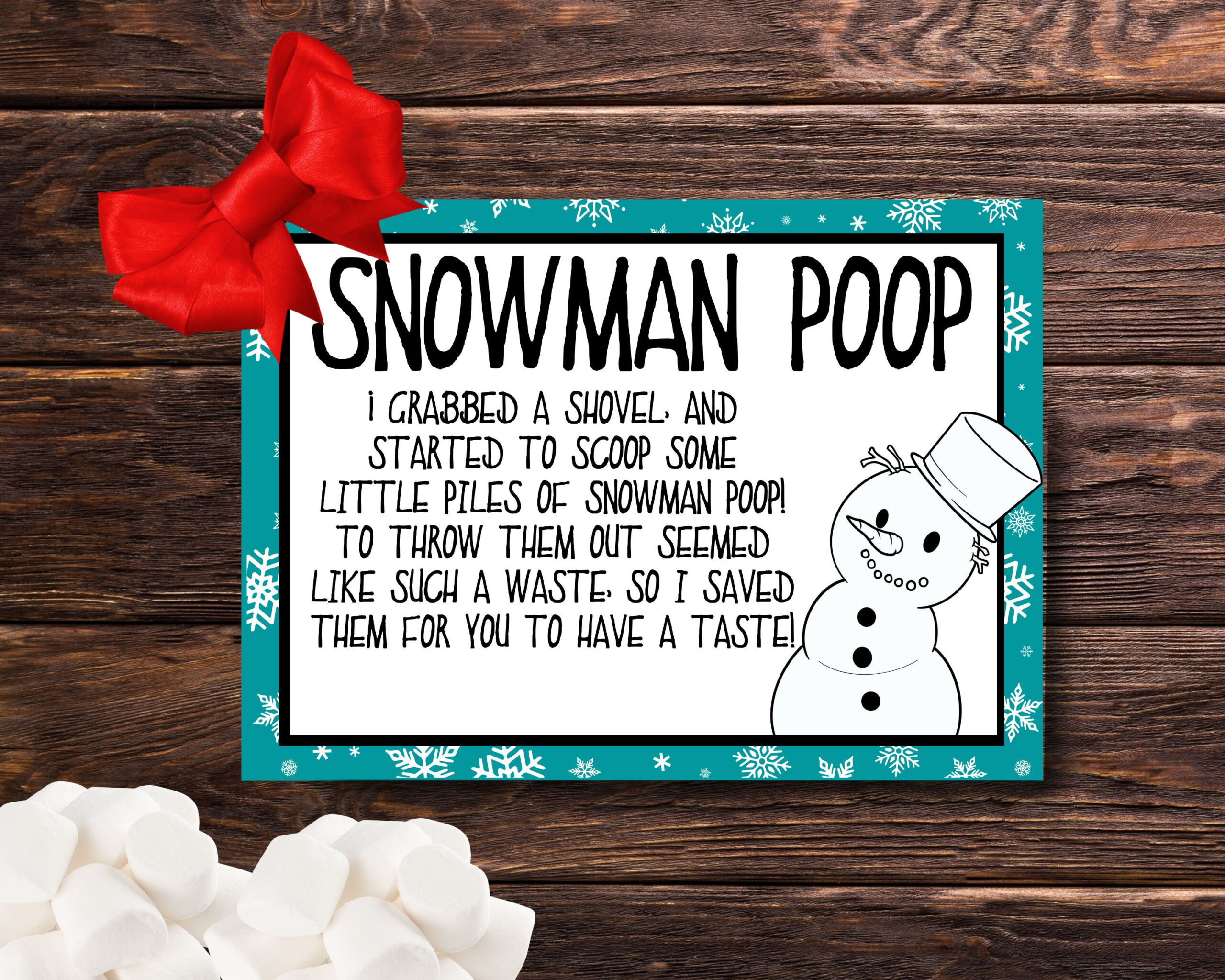 Snowman Poop Gift Tags: Christmas Treat, Neighbor Printable (Pdf with Printable Snowman Poop Poem