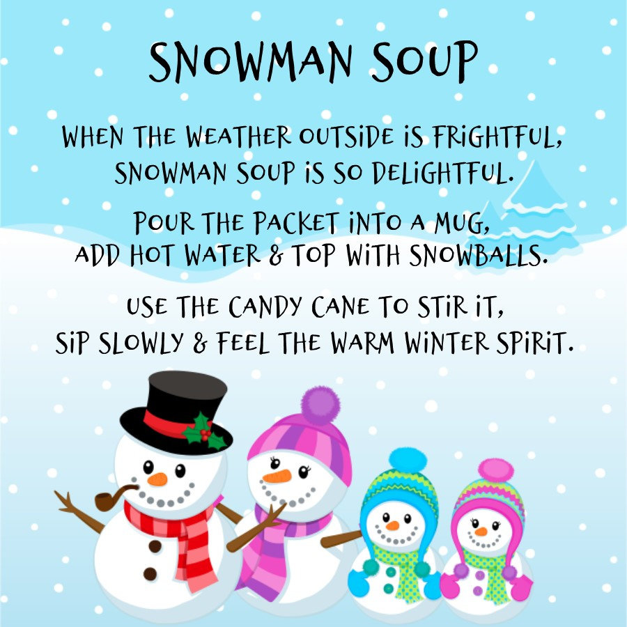 Snowman Soup Favor Tags ( You Print) - Printable File - Instant with Snowman Soup Printable Labels