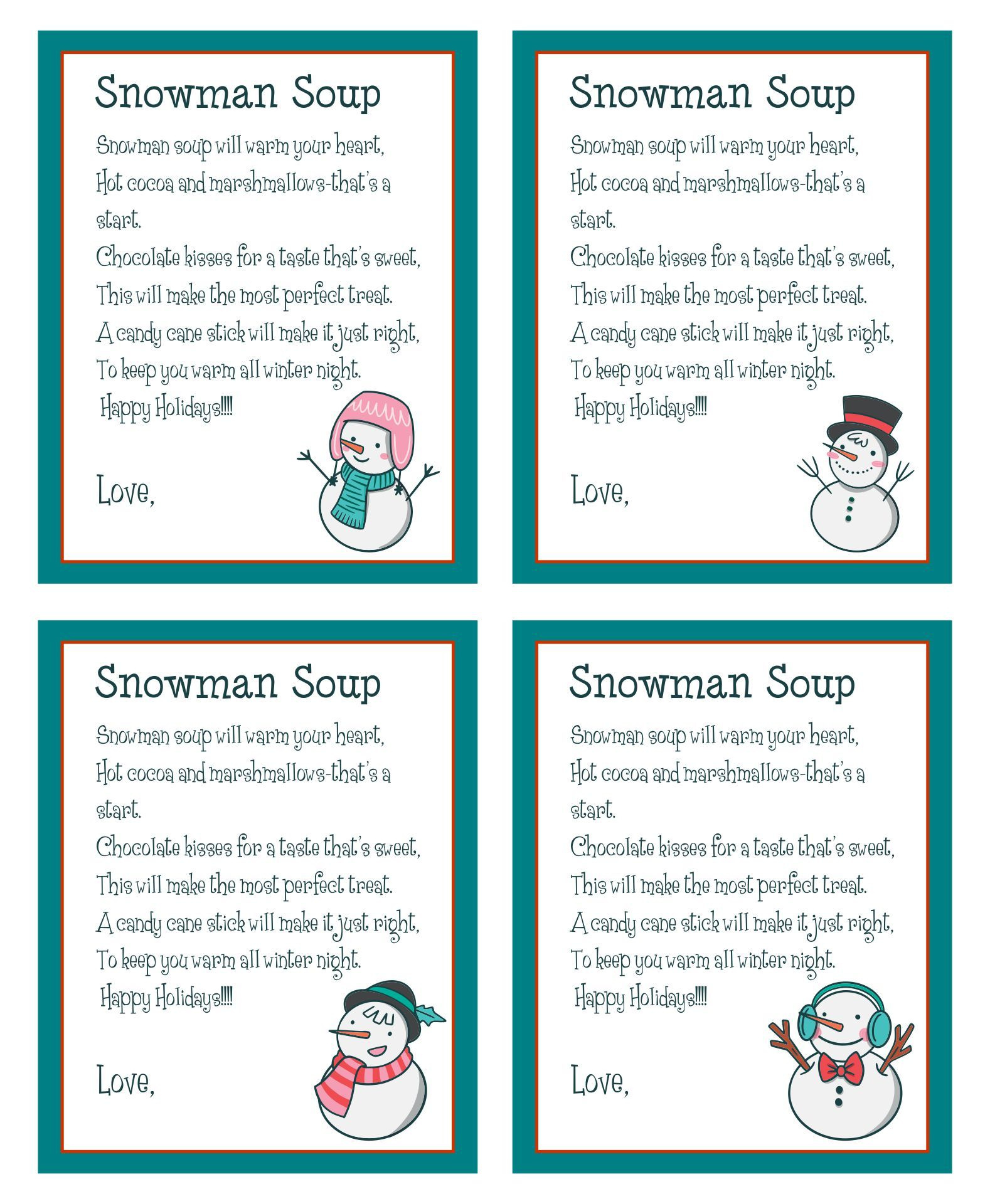 Snowman Soup Labels - 10 Free Pdf Printables | Printablee with Free Snowman Soup Printable Labels