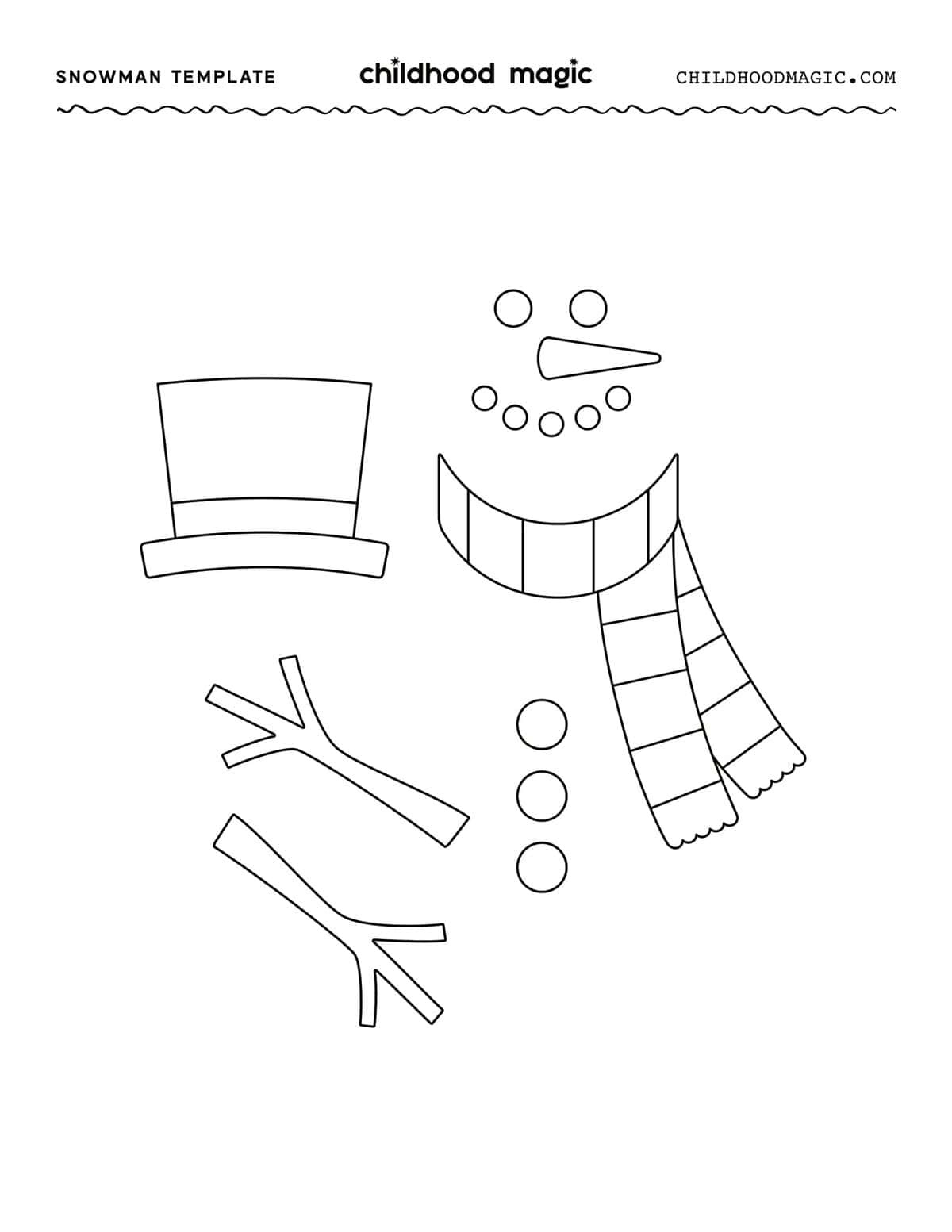 Snowman Template- Free Printable - Childhood Magic within Printable Snowman Accessories