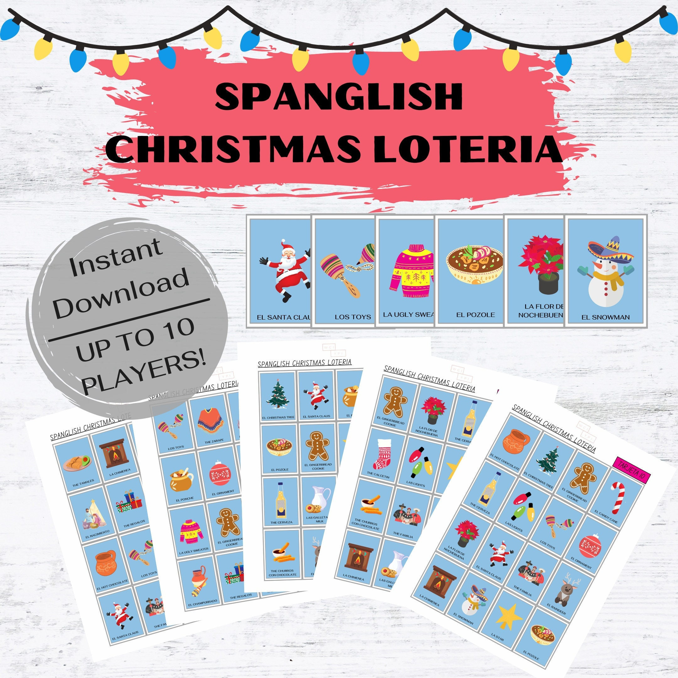 Spanglish Christmas Loteria, Christmas Loteria, Loteria NavideƱa pertaining to Free Christmas Loteria Printable