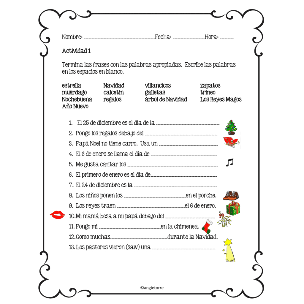 Spanish Christmas La Navidad Interactive Notebook Activities intended for Spanish Christmas Worksheets
