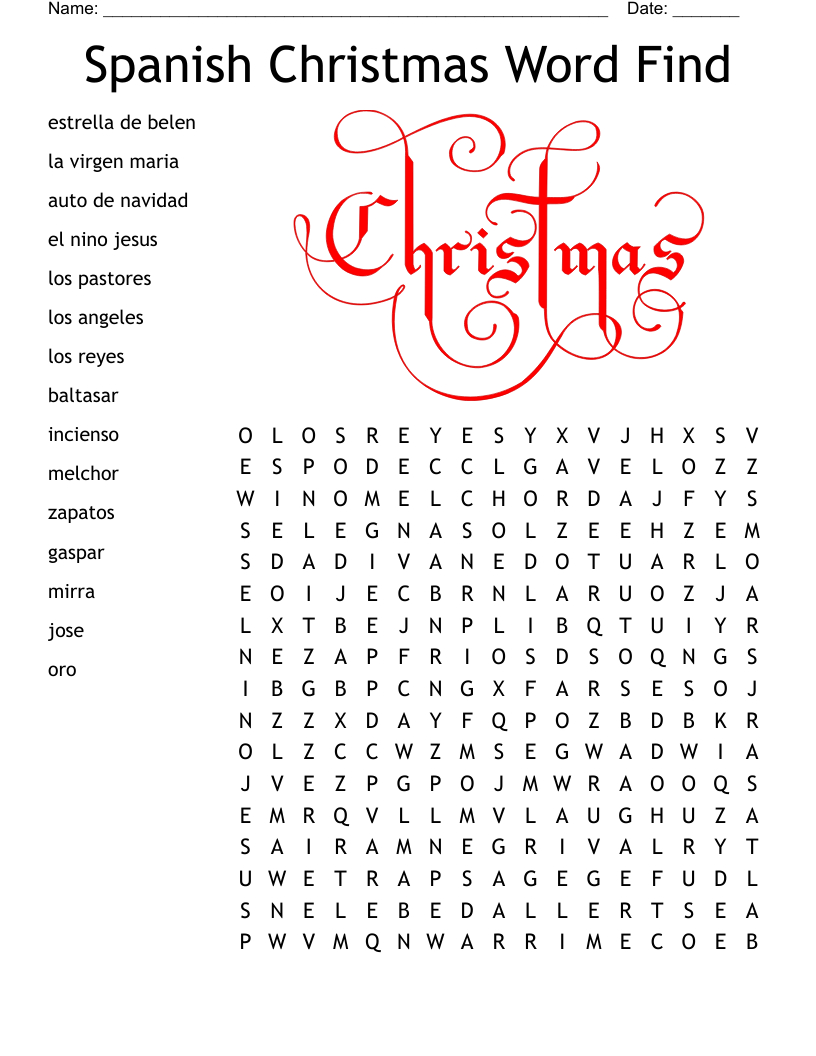 Spanish Christmas Word Find Word Search - Wordmint intended for Free Spanish Christmas Word Search