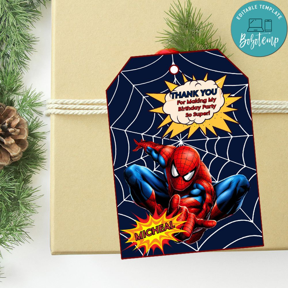 Spiderman Thank You Tag Template To Print At Home | Bobotemp regarding Spiderman Thank You Cards Printable Free