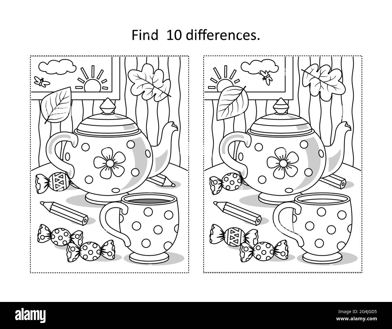 Spot The Difference Puzzle Black And White Stock Photos & Images in Free Printable Spot The Difference Puzzles For Adults
