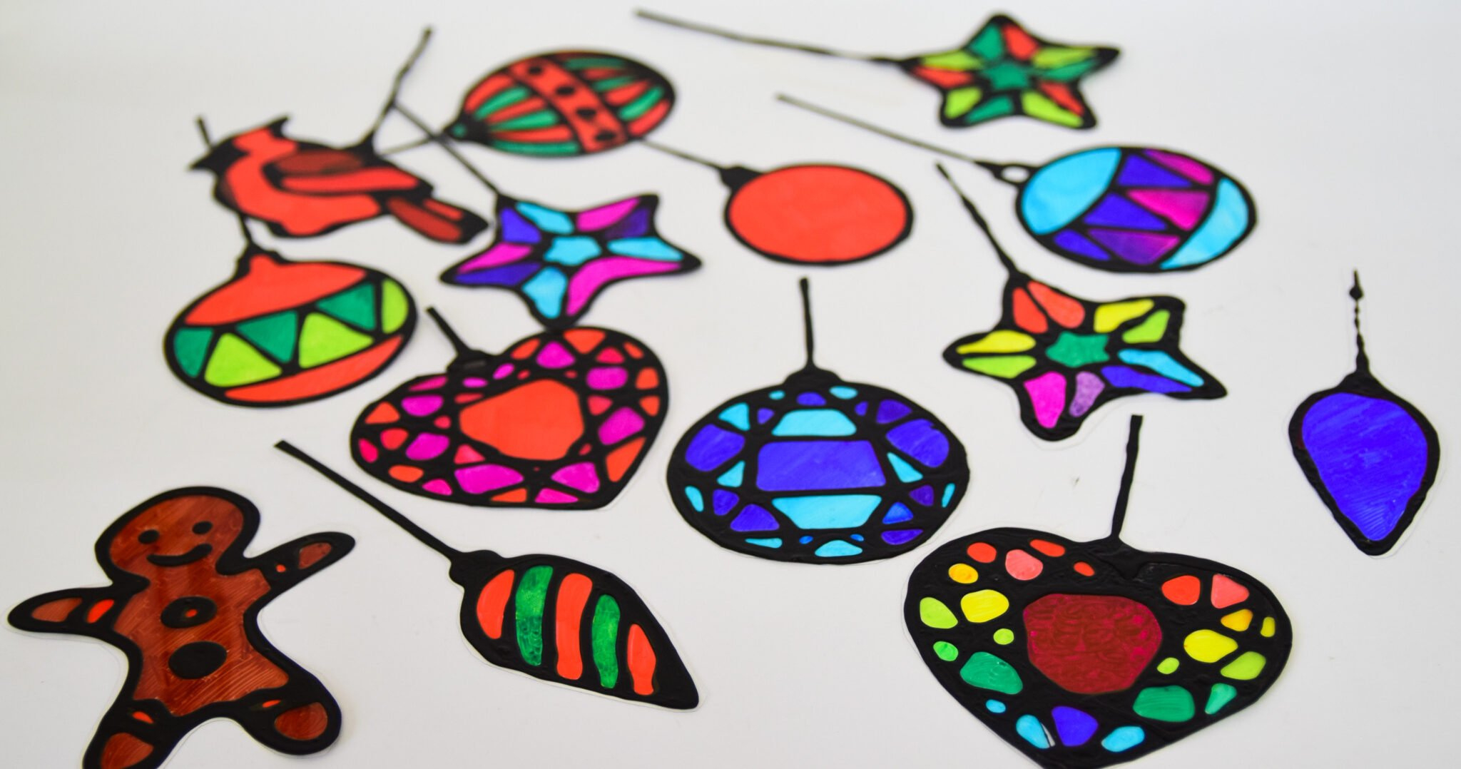 Stained Glass Christmas Suncatchers With Free Printable Templates throughout Free Printable Christmas Stained Glass Patterns