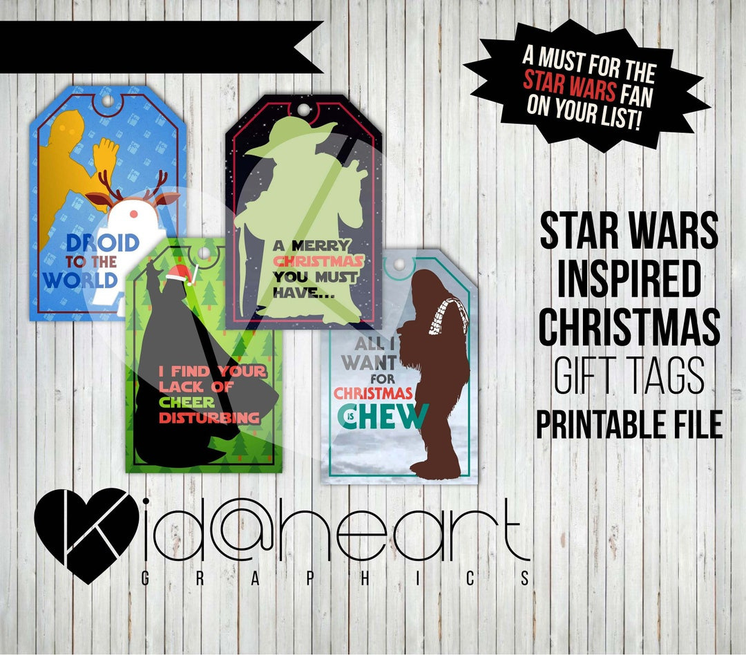 Star Wars / Gift Tag Set / Printable File / Christmas / Darth Vader /  Chewbacca / Wrapping / Yoda / C3Po / R2D2 / Droid To The World / Force -  Etsy with regard to Star Wars Christmas Gift Tags Printable