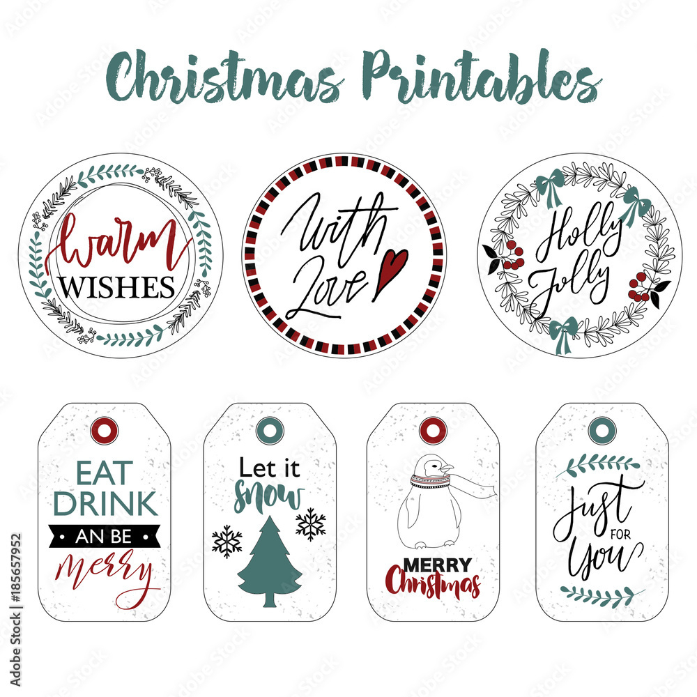 Stock-Illustration „Christmas Labels And Stickers Design With pertaining to To From Christmas Stickers Printable