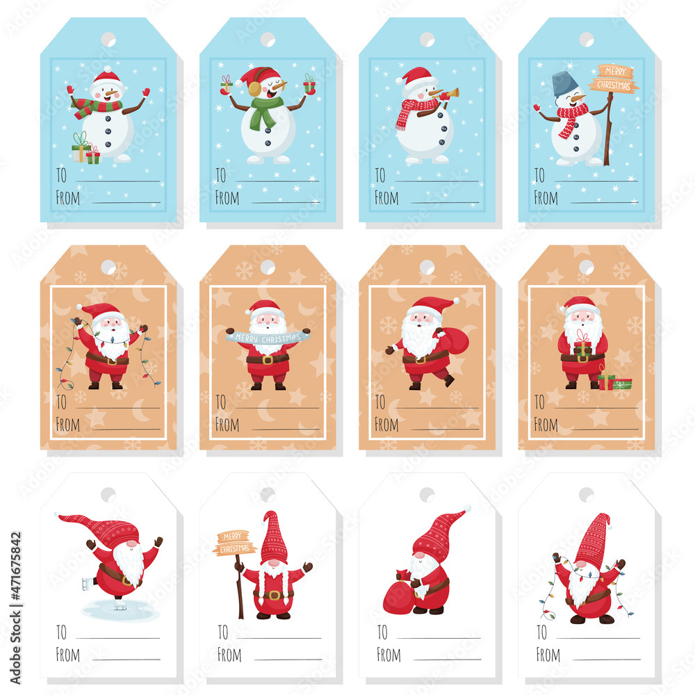 Stock-Vektorgrafik „A Set Of Gift Tags, Labels With Cute Christmas with regard to Snowman Labels Printable