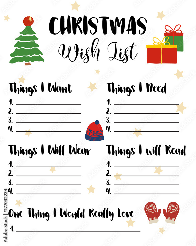Stock-Vektorgrafik „Christmas Wishlist For Kids, Vector throughout Printable Christmas Wish List For Kids