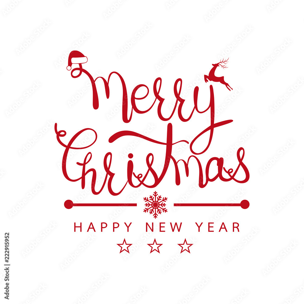 Stock-Vektorgrafik „Merry Christmas And Happy New Year Design for Merry Christmas and Happy New Year Lettering Design Printable