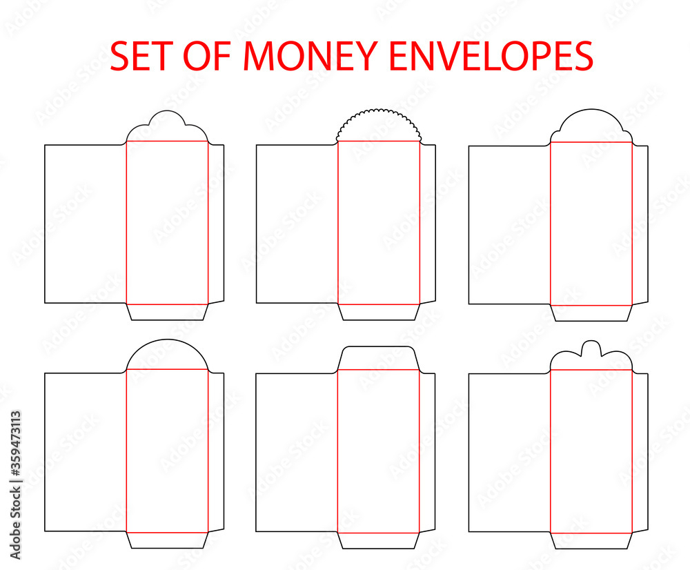 Stock-Vektorgrafik „Money Envelopes Template Set Die Cut. Red for Red Envelope Chinese New Year Printable