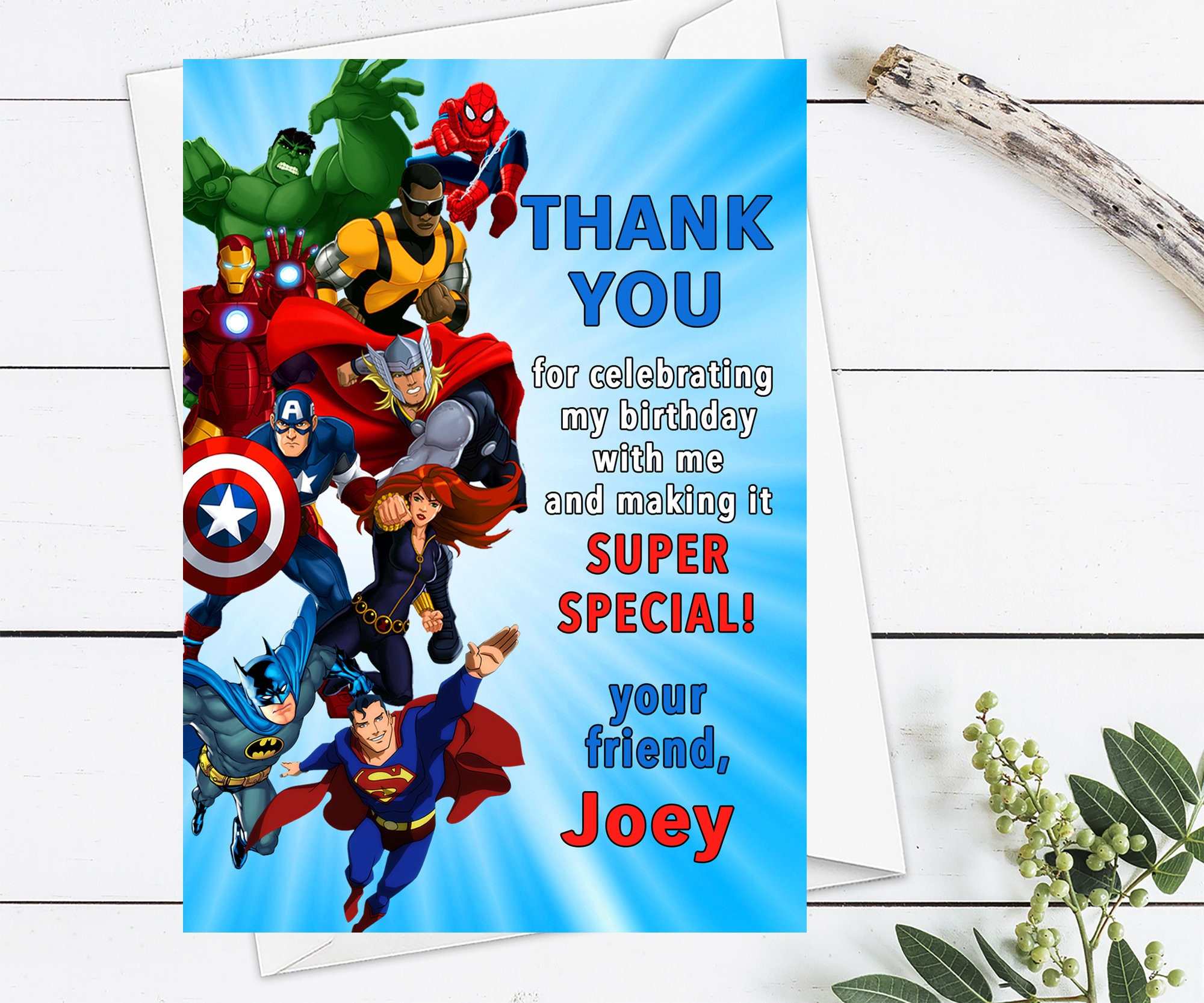 Superhero Thank You Card, Avenger Birthday Thank You Card within Avengers Thank You Cards Printable