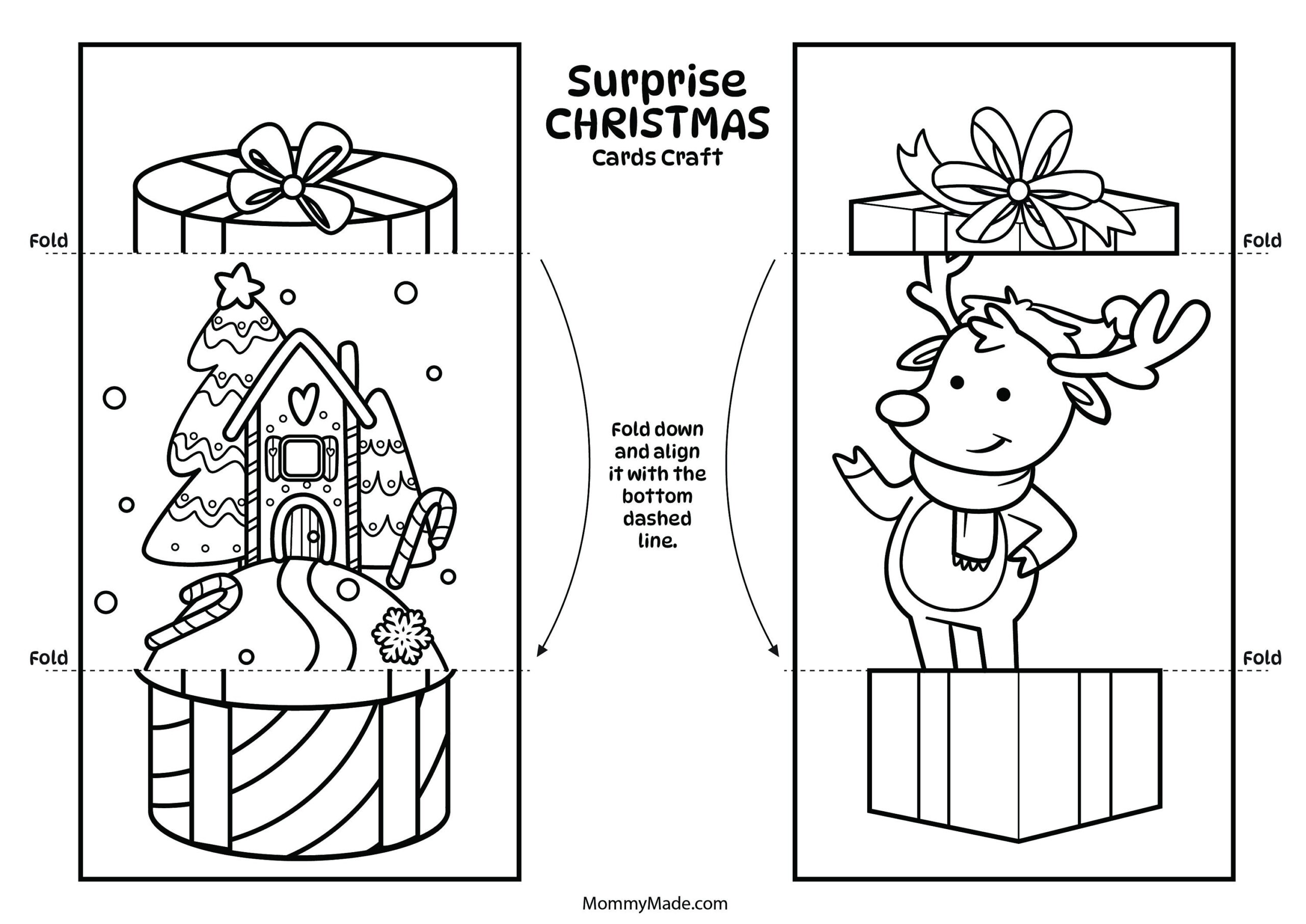 Surprise Christmas Cards Crafts, Digital Download, Instant with Christmas Card Craft Printable