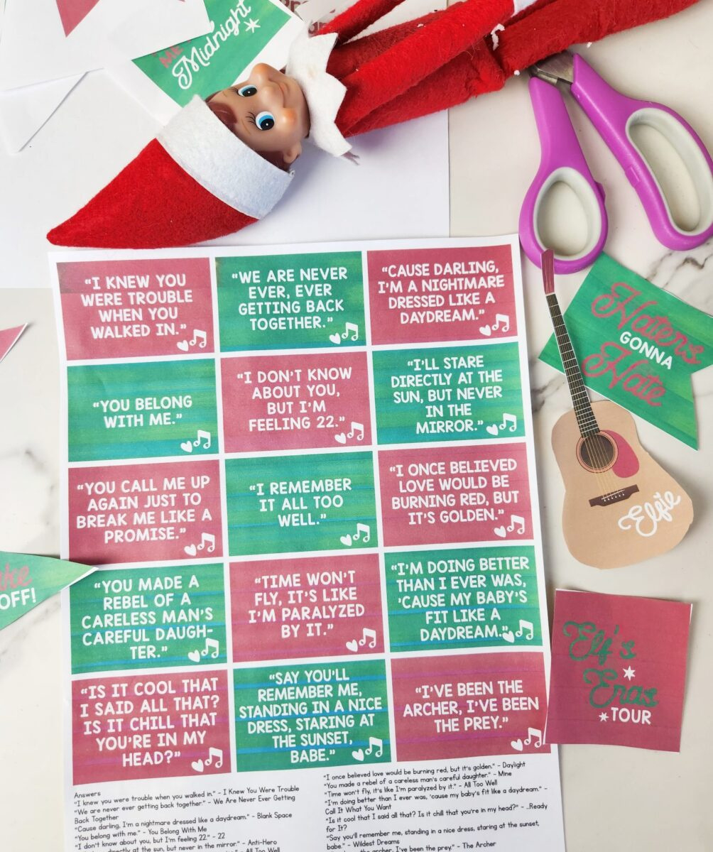 Swiftie Elf On The Shelf Printable Props (Taylor Swift Eras in Taylor Swift Elf On The Shelf Printable