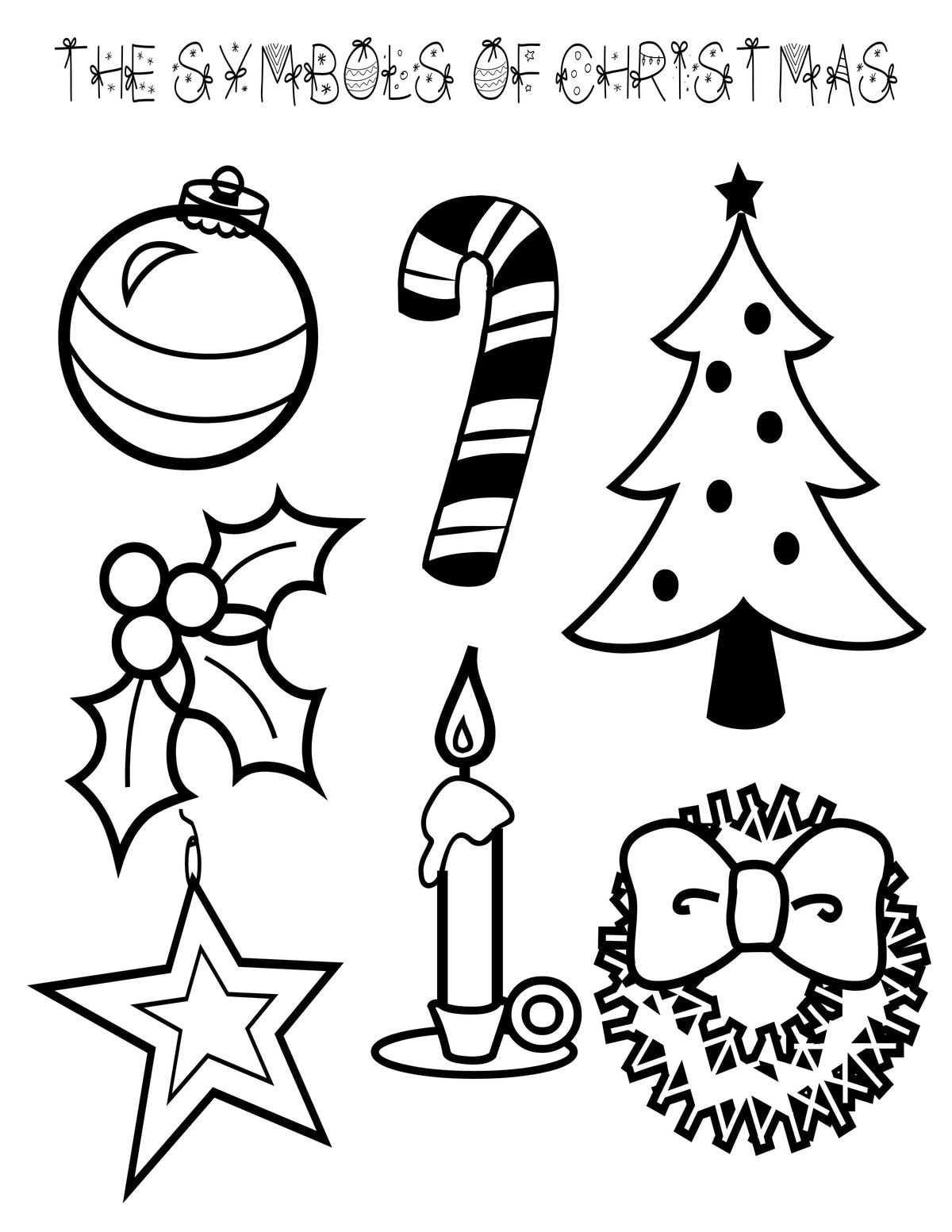 Symbols Of Christmas Coloring Page throughout Printable 12 Symbols of Christmas