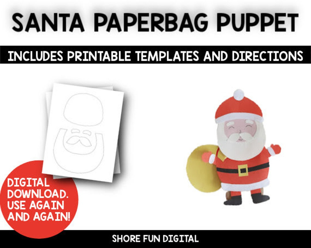 Template Santa Paper Bags 3D Paper Gift Box Santa Treat Bag pertaining to Santa Treat Bag Template Printable