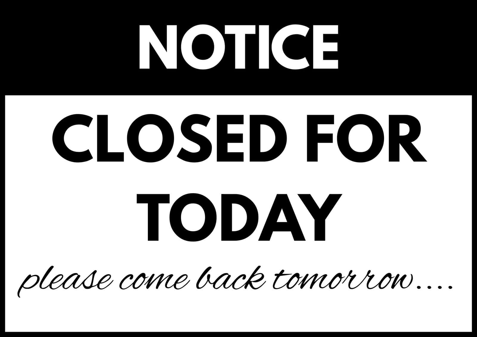 Temporarily Closed Sign Printable (30 Free Templates) | The Pink with Closing Early Sign Template Free