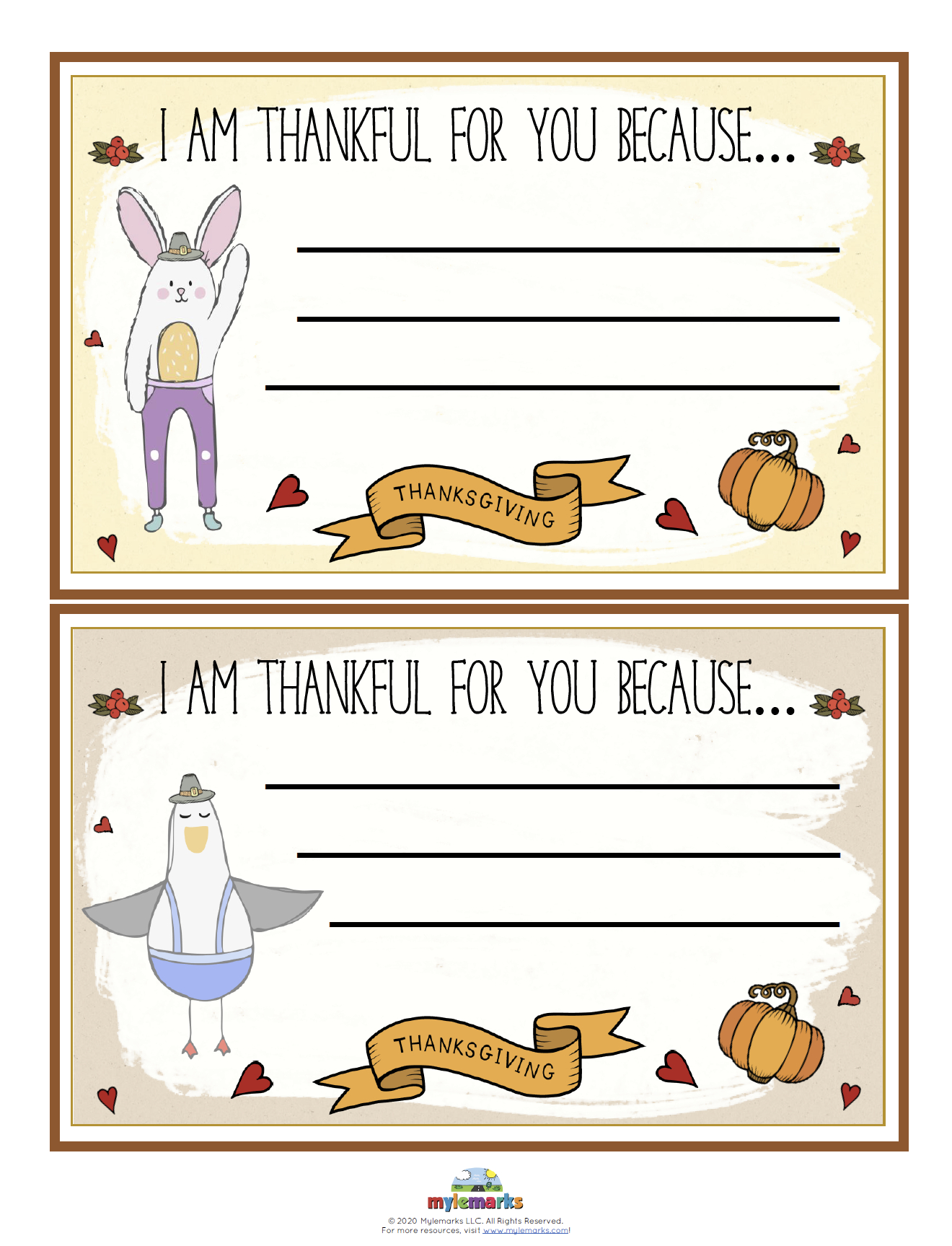 Thankful 4 You Cards within Thankful For You Cards Printable