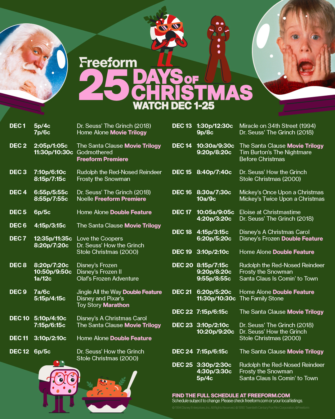 The 25 Days Of Christmas Returns To Freeform December 1St inside Ion Christmas Movie Schedule 2025 Printable