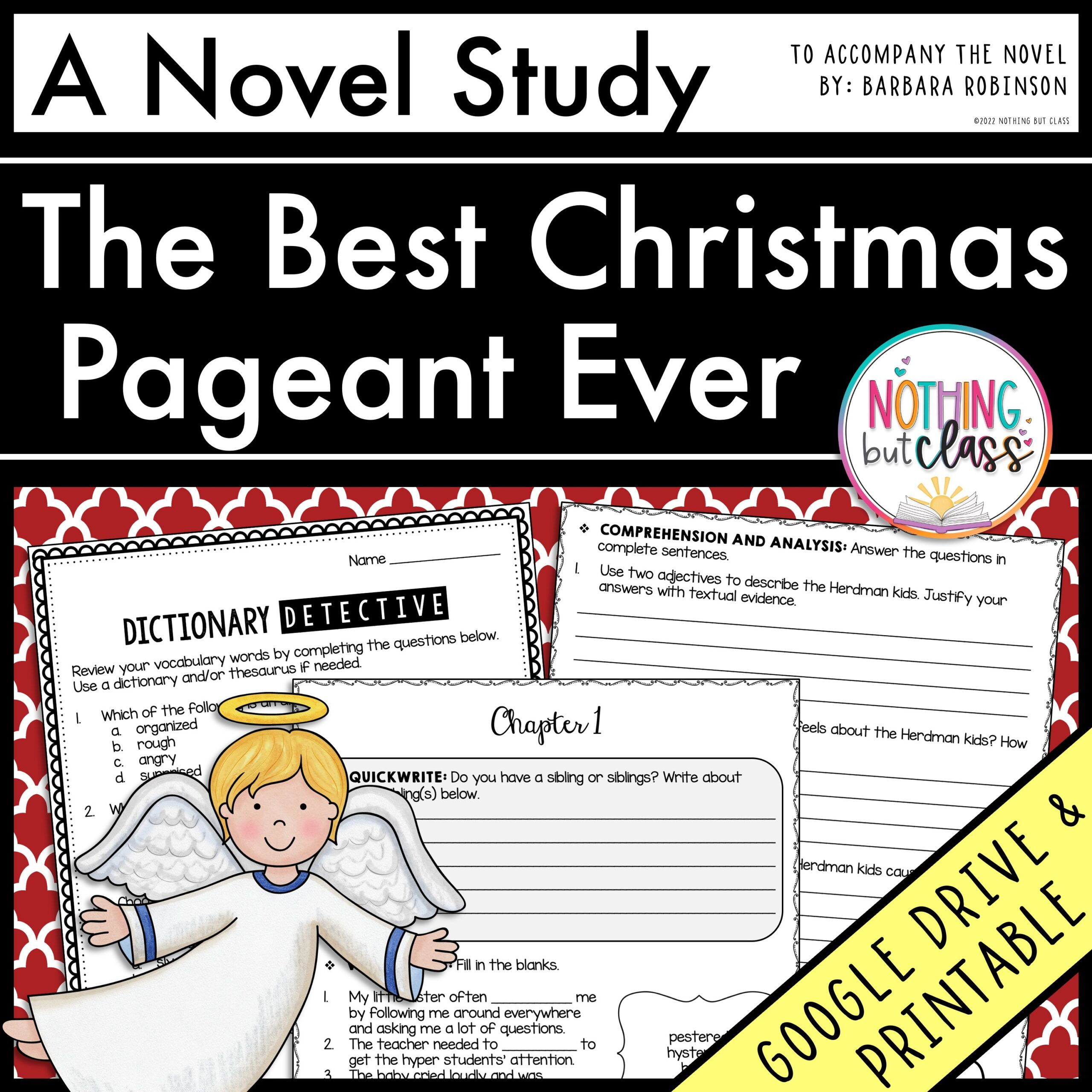 The Best Christmas Pageant Ever Novel Study Unit | Comprehension for The Best Christmas Pageant Ever Free Worksheets