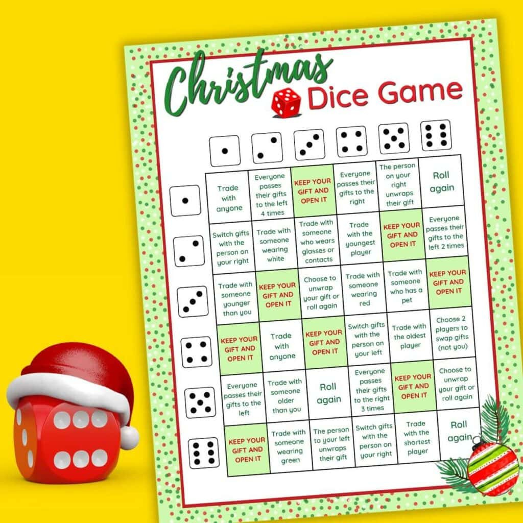 The Christmas Dice Game - A Fun Gift Exchange Printable Game! throughout Printable Christmas Gift Exchange Games